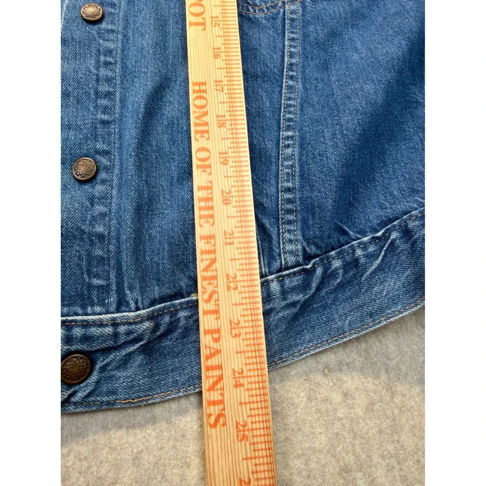 Vintage Denim Trucker Jacket Custom Mens Medium Patchwork One of a Kind - Picture 10 of 11